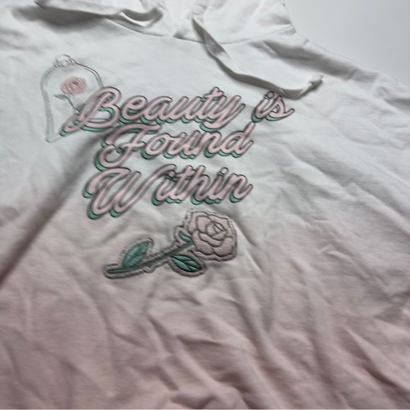 Beauty Is Found Within XL Women's Disney Crop Sweatshirt Ombre Belle Pink NEW - Picture 11 of 12
